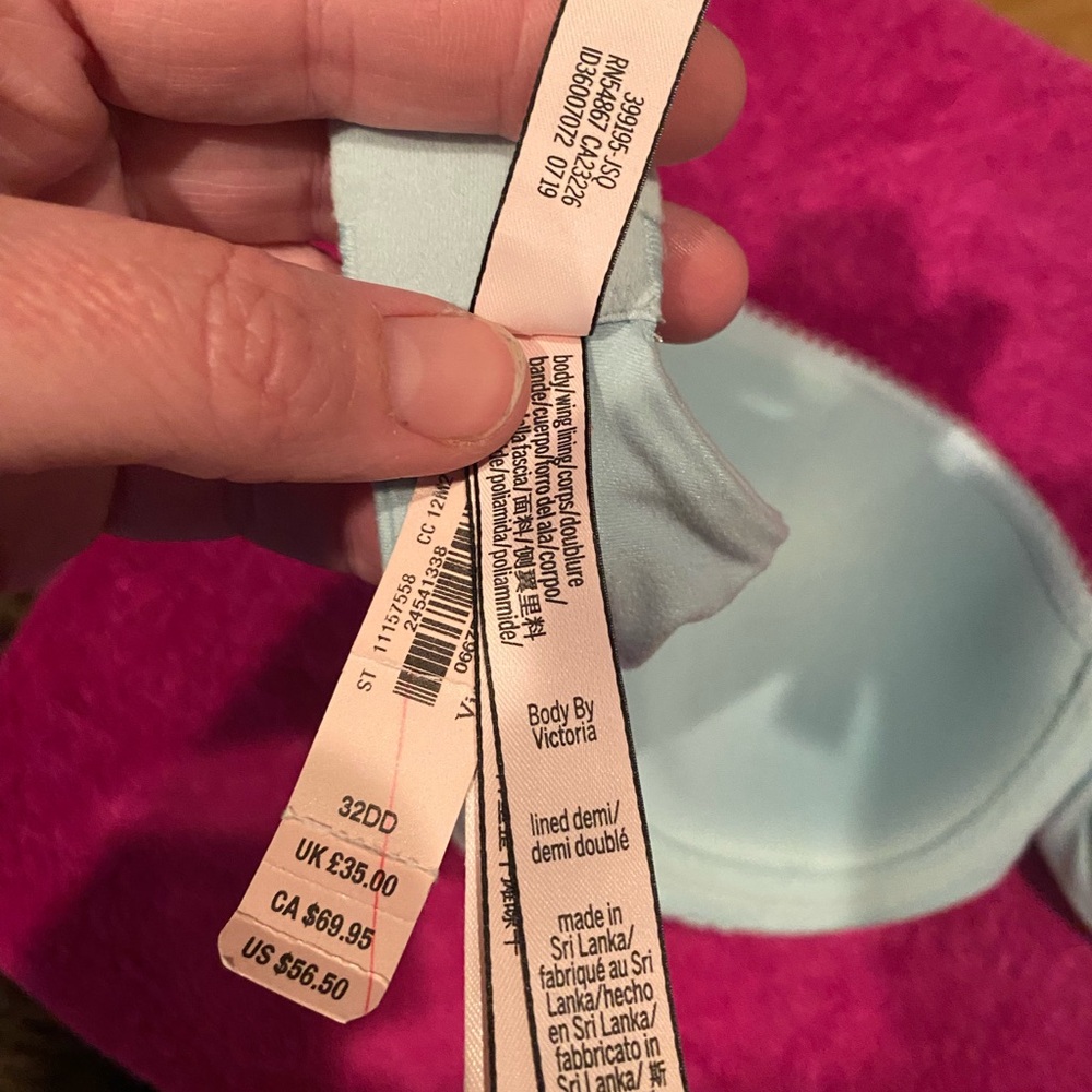 NWT Victoria's Secret 32DD *BODY BY VICTORIA* LINED DEMI BRA *Opal Blue* - Picture 9 of 10